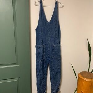 We The Free Blue Denim Jumpsuit
